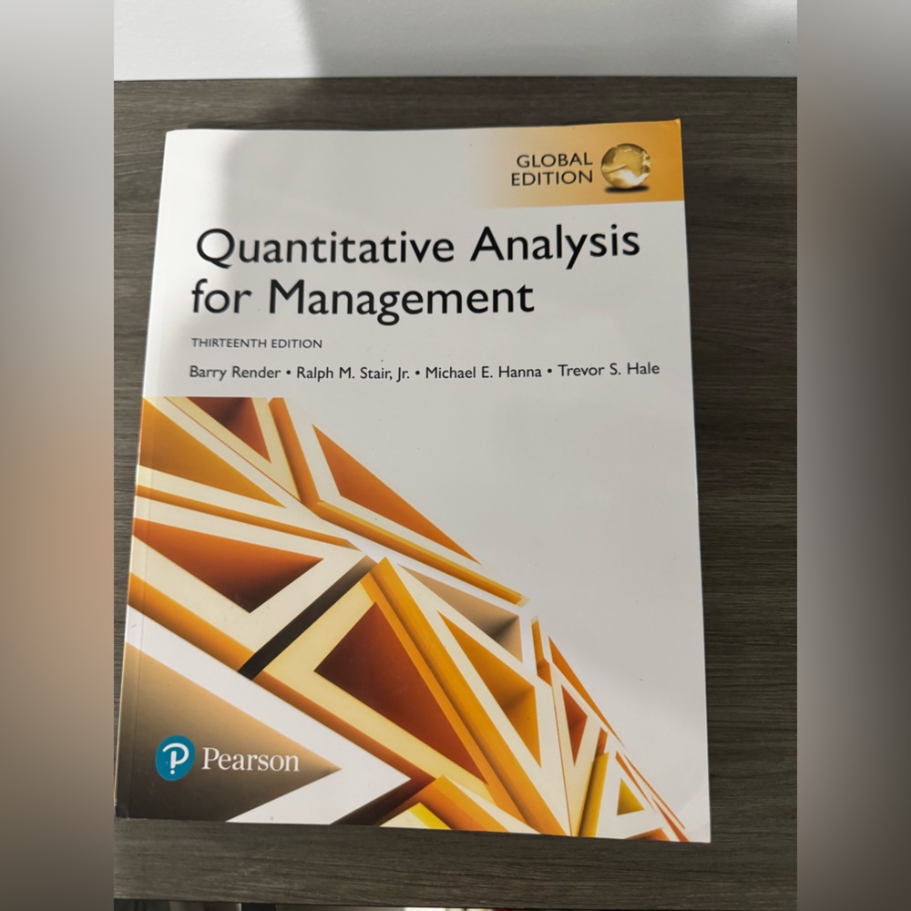 Quantitative Analysis for Management Pearson Global Textbook